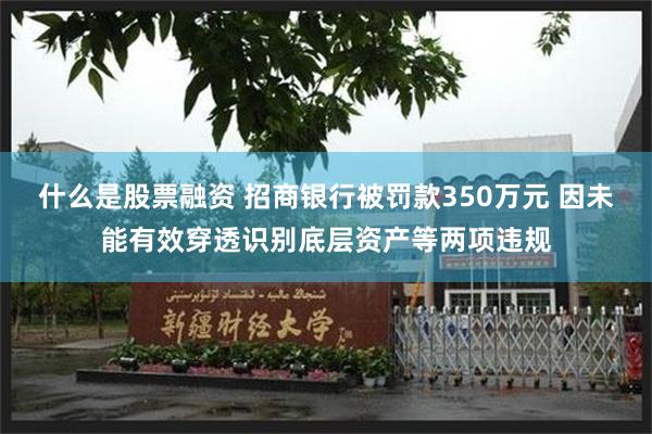 什么是股票融资 招商银行被罚款350万元 因未能有效穿透识别底层资产等两项违规