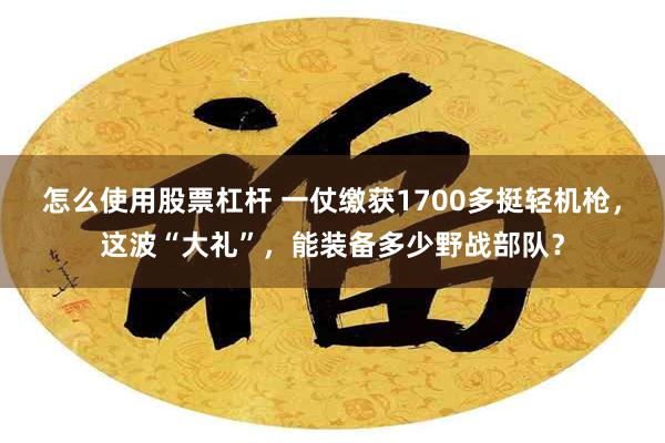 怎么使用股票杠杆 一仗缴获1700多挺轻机枪，这波“大礼”，能装备多少野战部队？