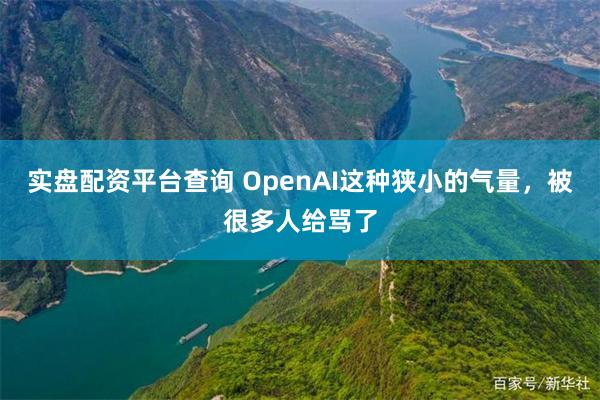 实盘配资平台查询 OpenAI这种狭小的气量，被很多人给骂了