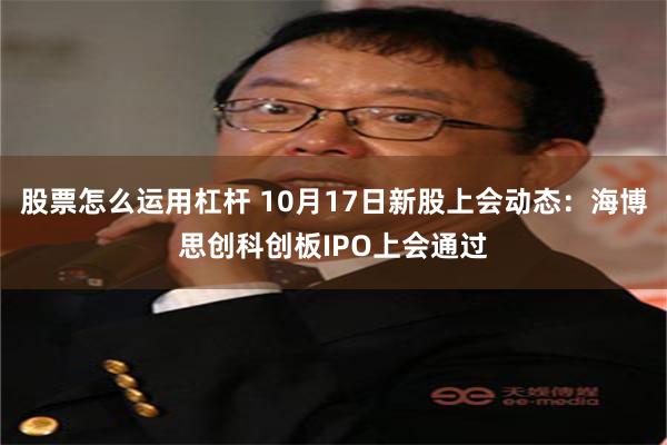 股票怎么运用杠杆 10月17日新股上会动态：海博思创科创板IPO上会通过