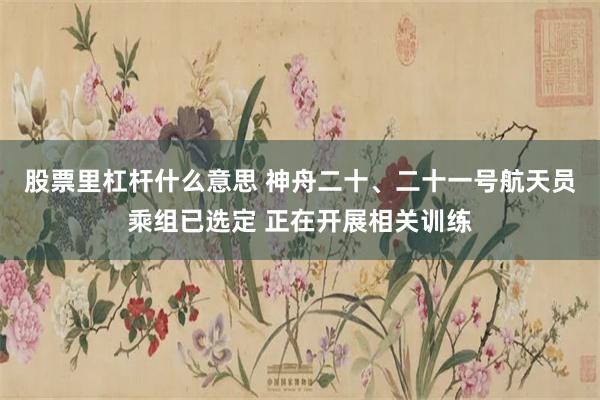 股票里杠杆什么意思 神舟二十、二十一号航天员乘组已选定 正在开展相关训练